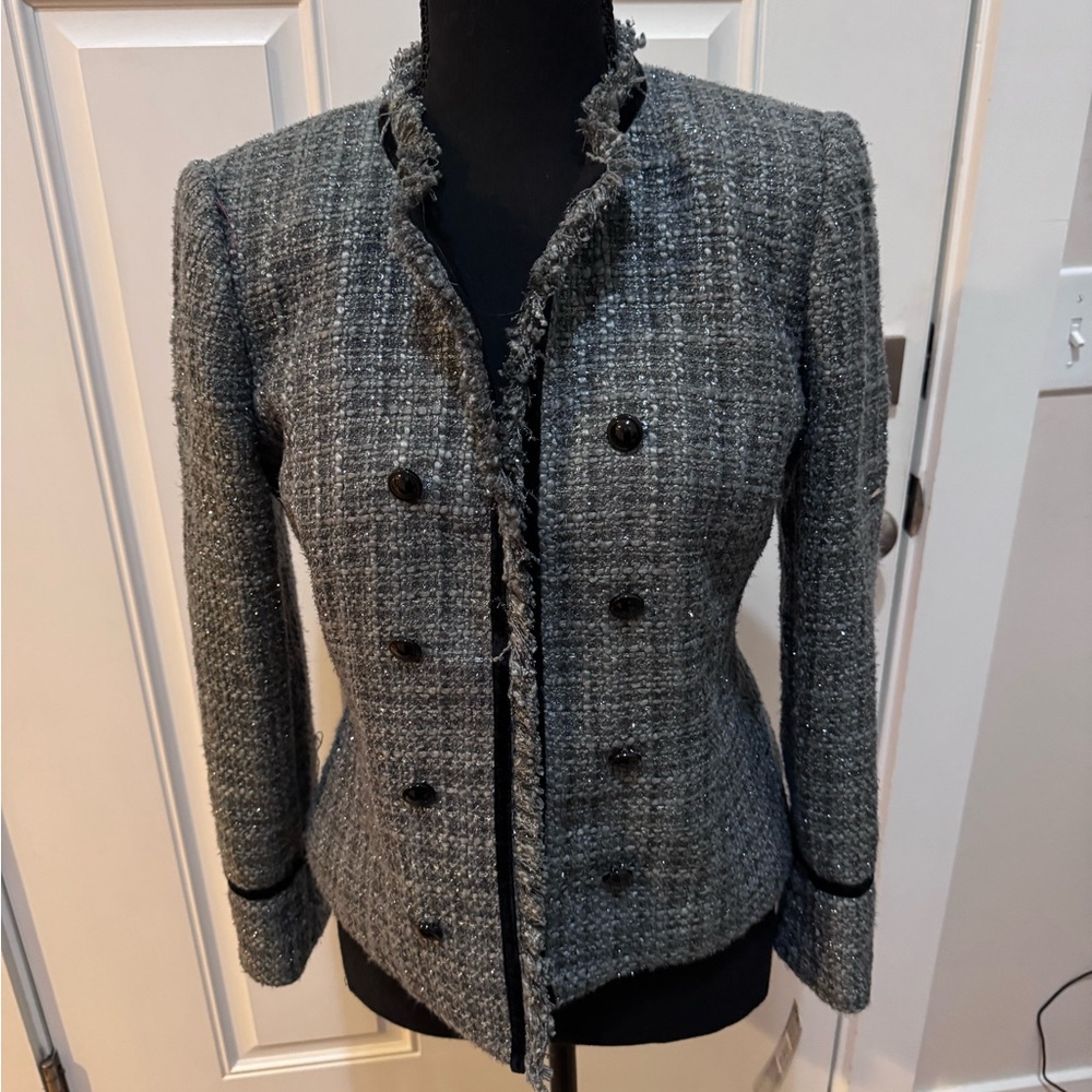 NWT Tahari Black and Gray Tweed Blazer